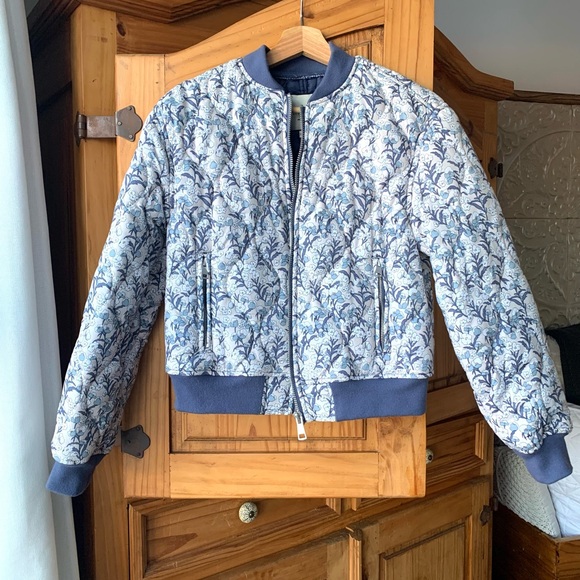 bagatelle Jackets & Blazers - Bagatelle Blue, Pink and White Patterned Bomber Jacket
